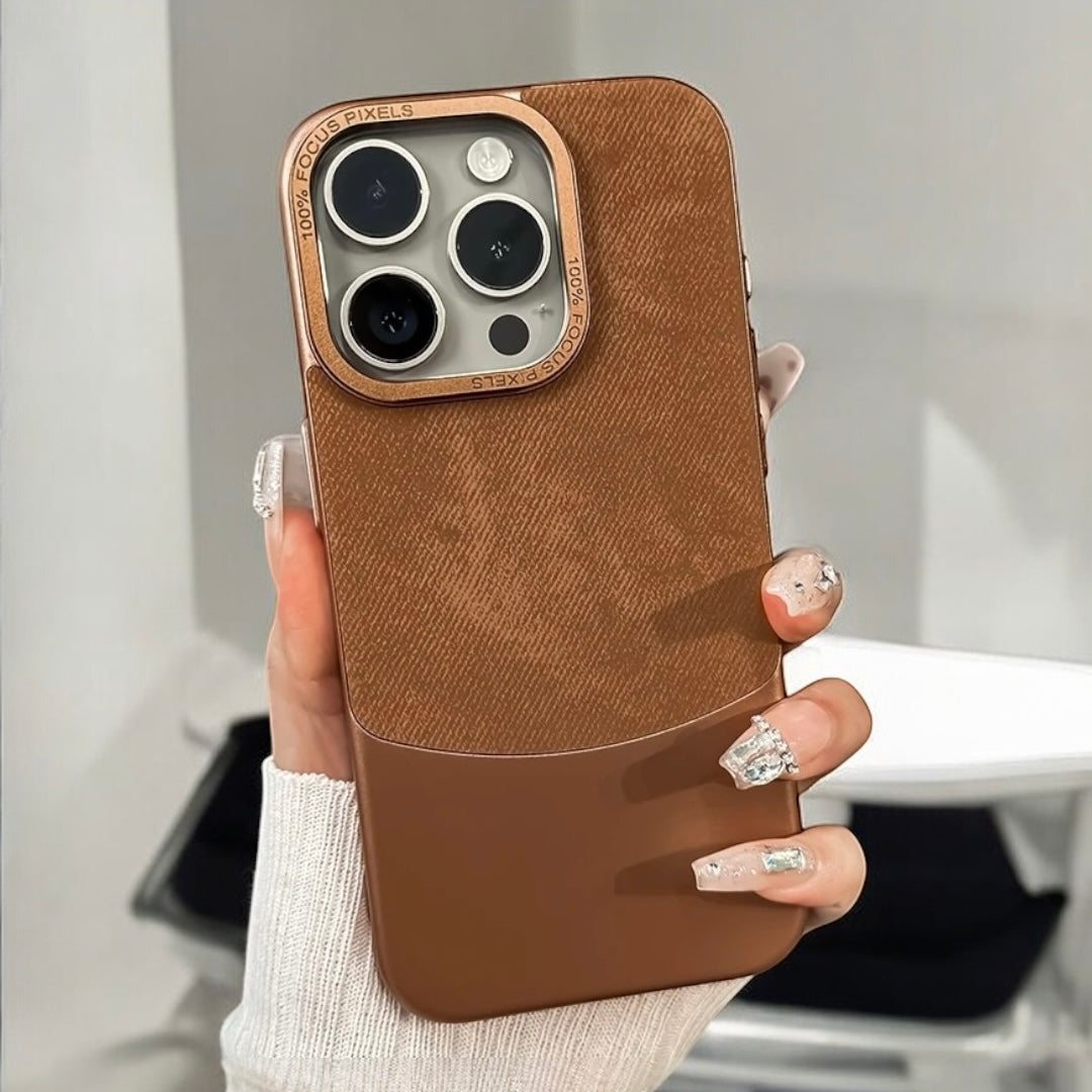 MUBI İphone 14 Pro Deri-Süet Dokulu Kılıf- Kahverengi