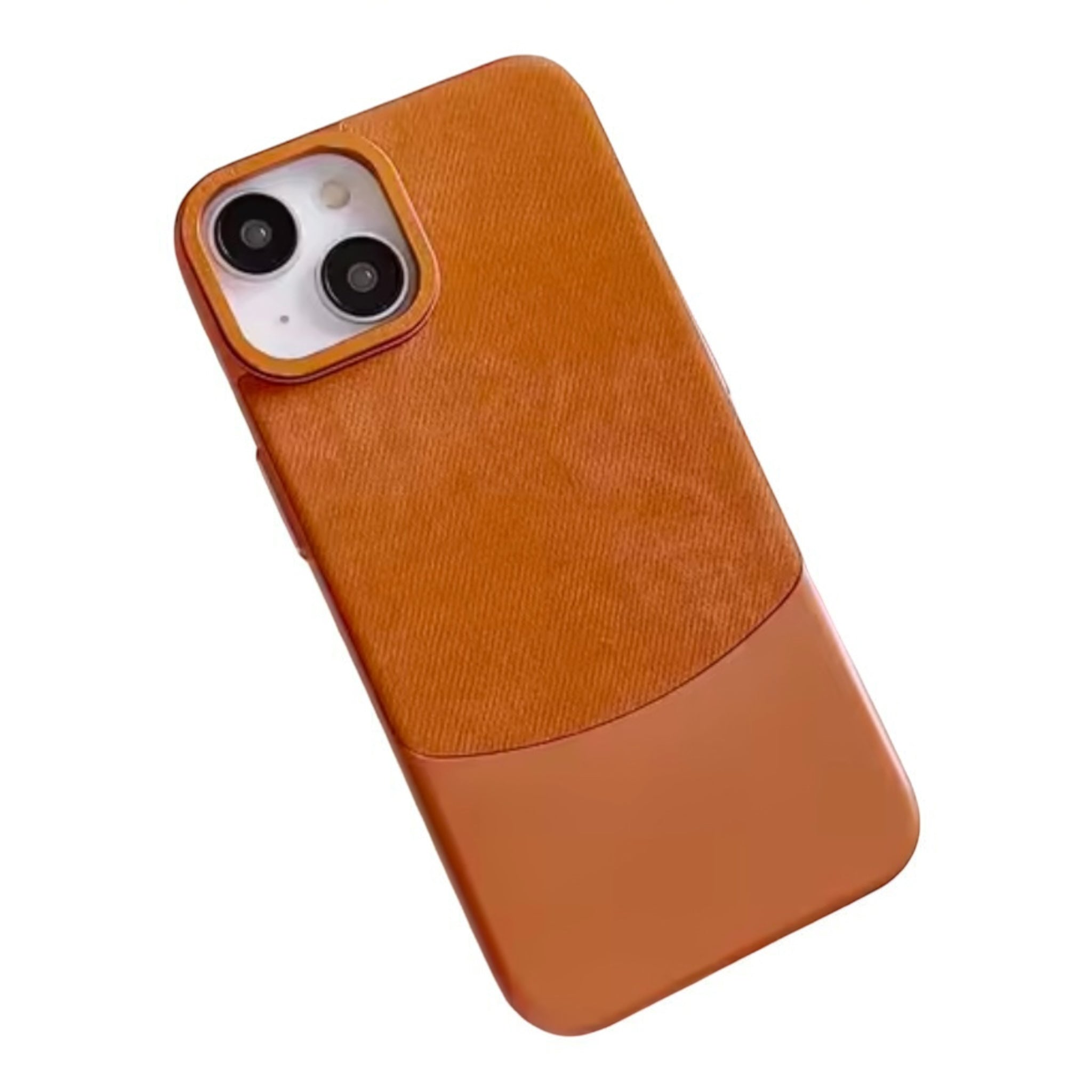 MUBI iPhone 14 Deri-Süet Dokulu Kılıf- Kahverengi