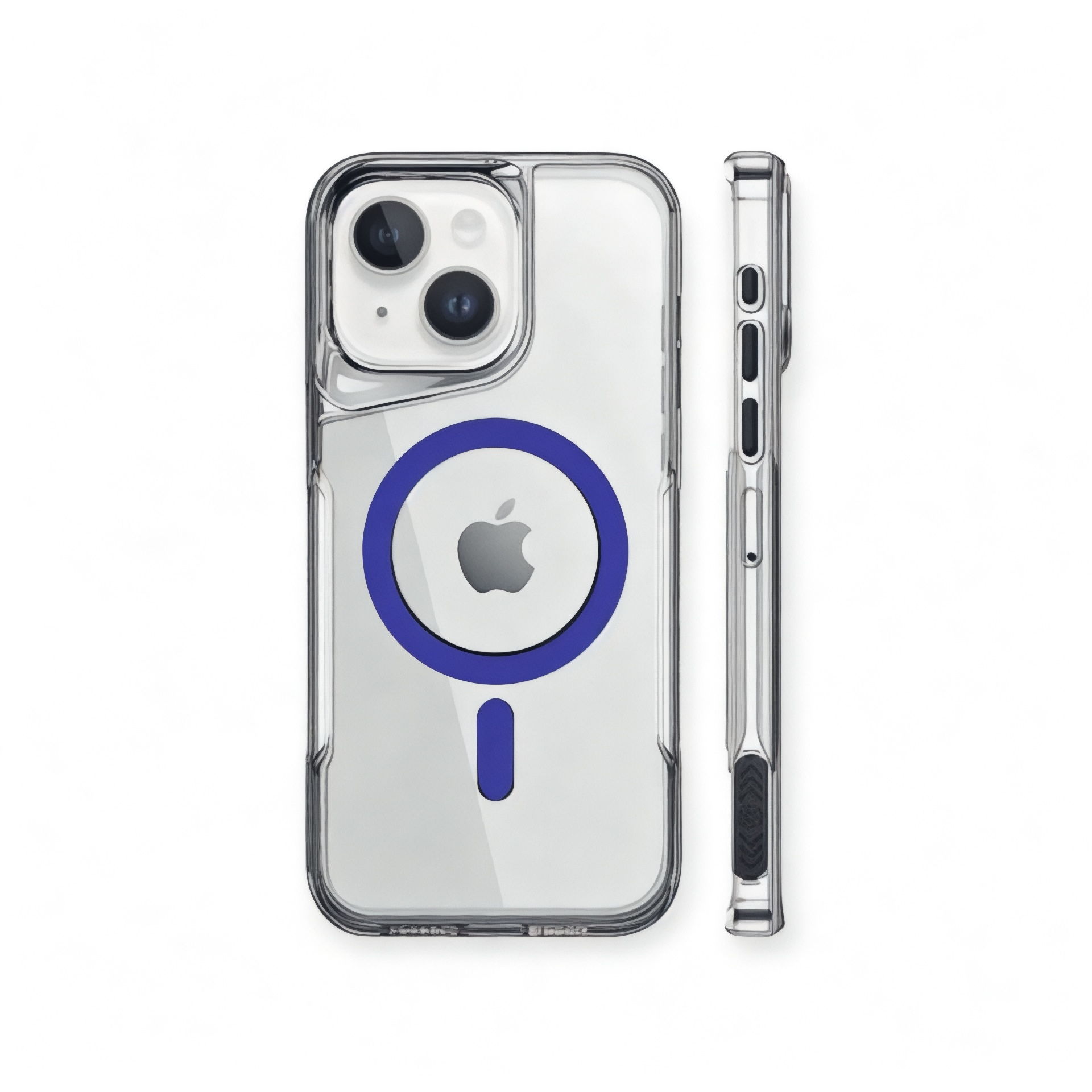 MUBI iPhone 14 Sert Malzeme Sararmayan Şeffaf MagSafe Kılıf- Mavi