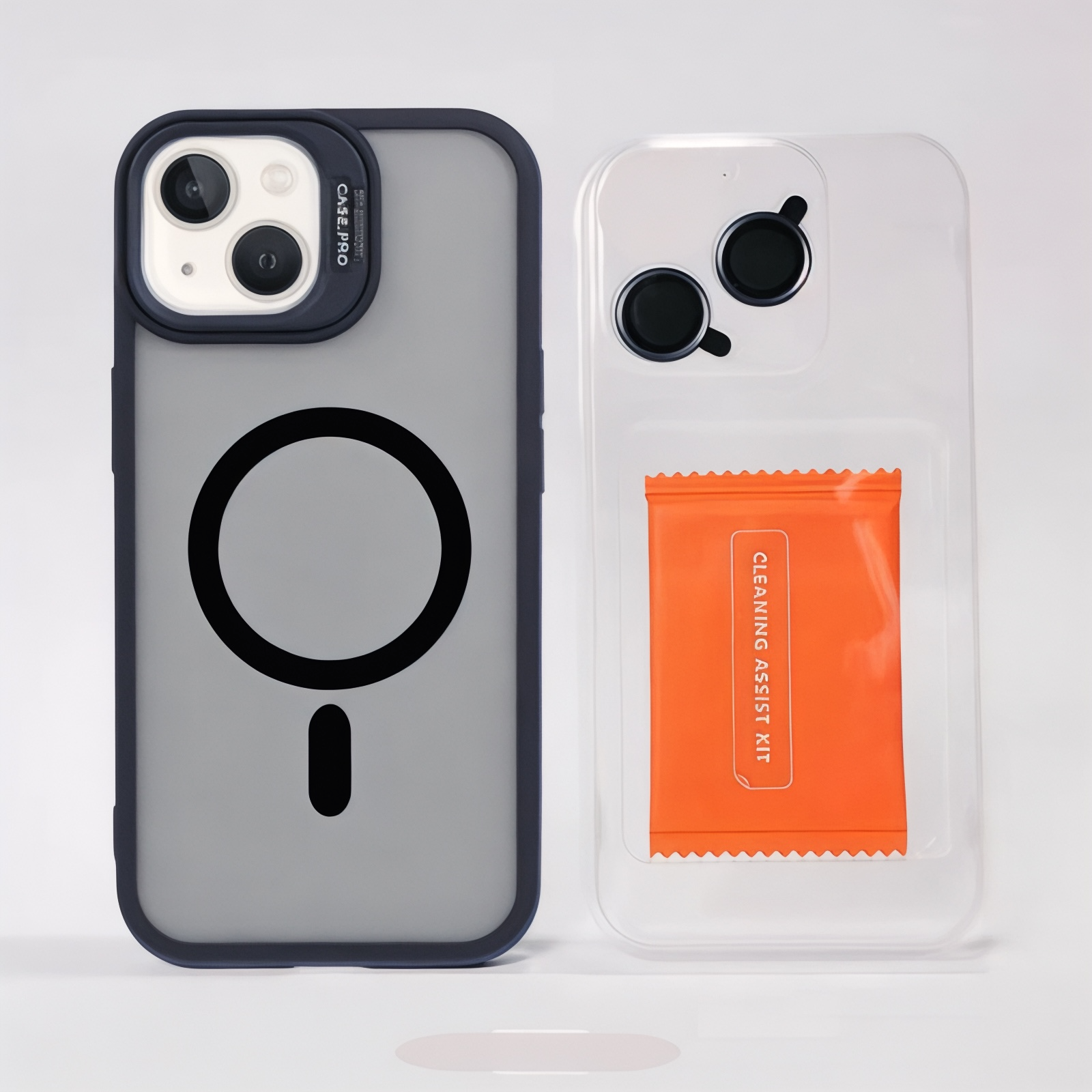 MUBI iPhone 14 Standlı MagSafeli Silikon Mat Kılıf- Siyah (Lens Koruyucu Hediyeli)