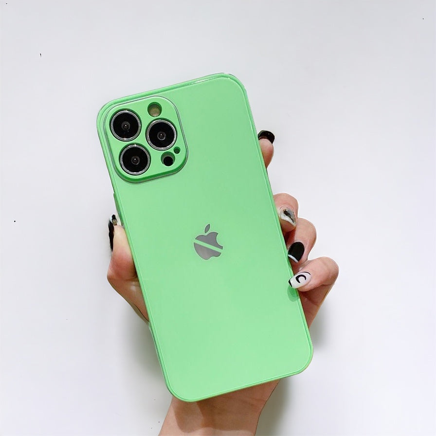 MUBI iPhone 14 Pro Kamera Korumalı Neon Yeşil Cam  Kılıf
