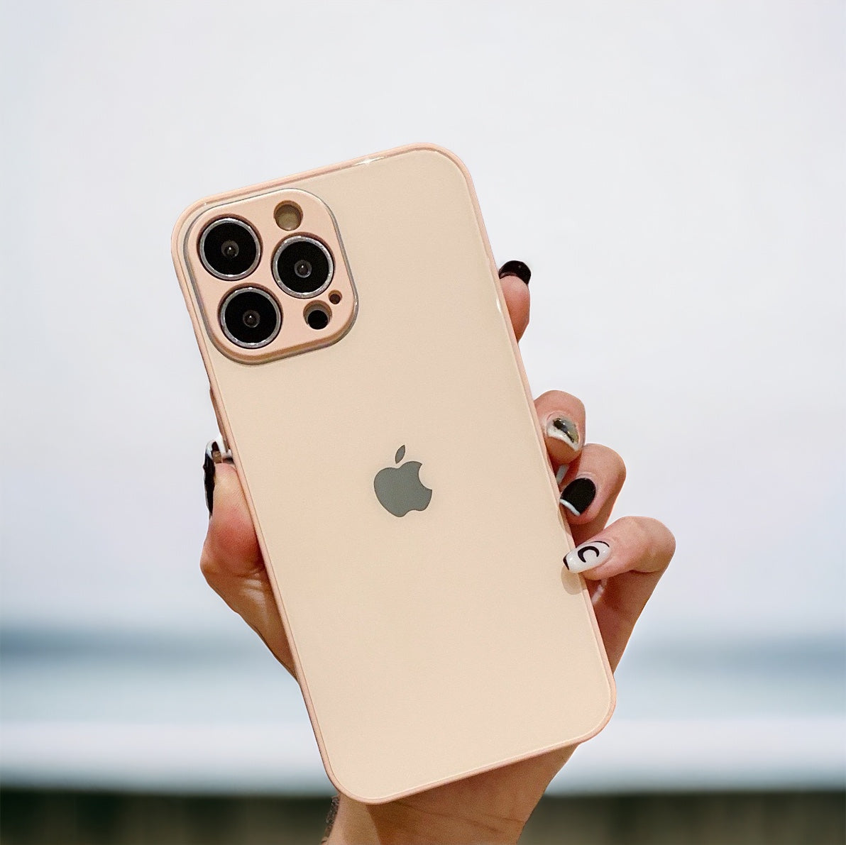 MUBI iPhone 11 Pro Kamera Korumalı Toz Pembe Cam Kılıf