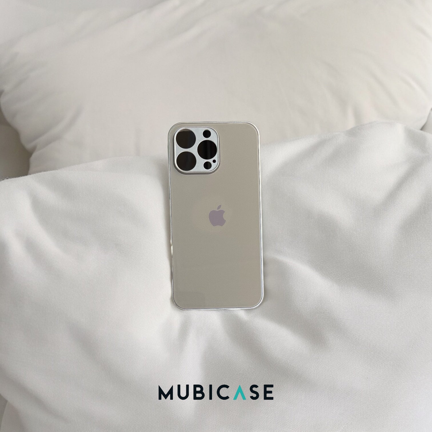 İphone Kamera Korumalı Bej Cam Kılıf