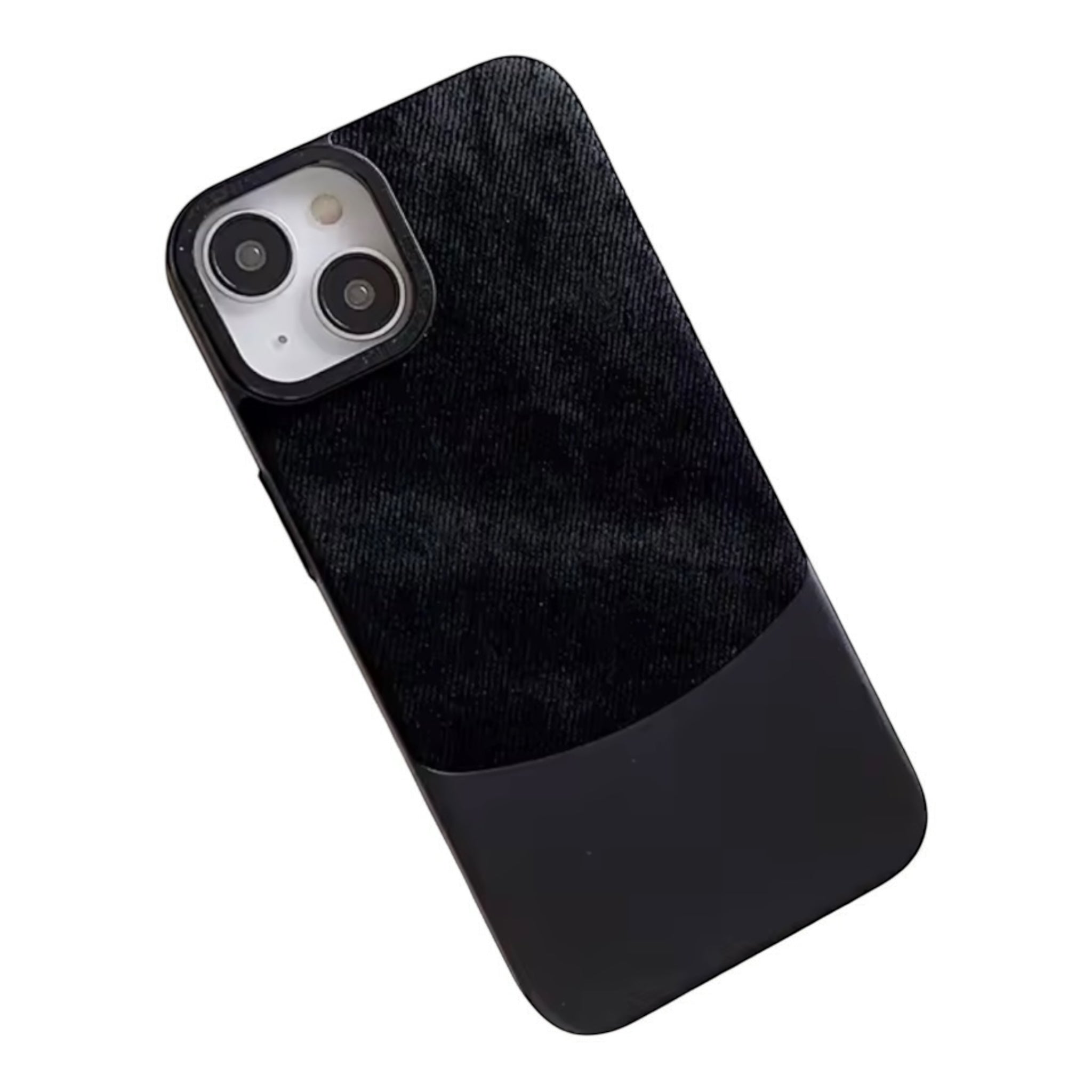 MUBI iPhone 13 Deri-Süet Dokulu Kılıf- Siyah